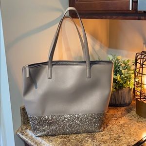 kate spade grey glitter purse